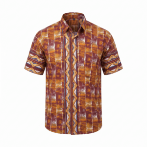 Men's Ochre Geometric Patterned Shirt