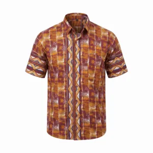 Men's Ochre Geometric Patterned Shirt