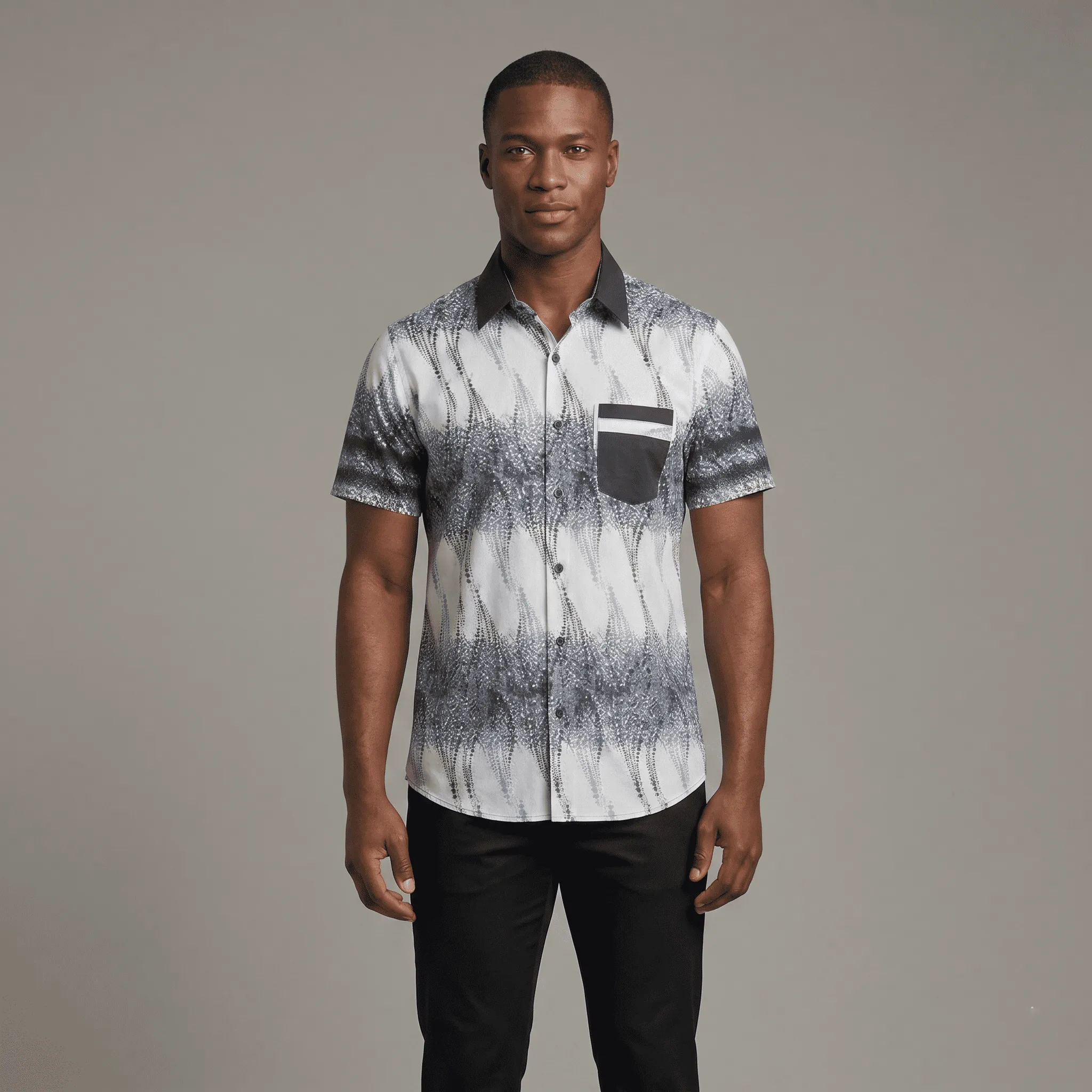 Modern Men’s Geometric Print Shirt - Image 2