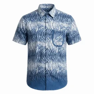 Men's Blue Tiger-Print Shirt