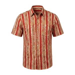 Red and Gold Vertical Striped Shirt