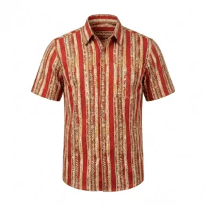 Red and Gold Vertical Striped Shirt