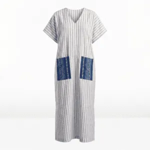 Luxury Light Blue Striped Boubou