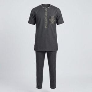 Charcoal Grey Kaftan – 2 Piece Set