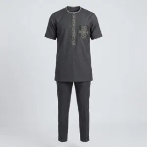 Charcoal Grey Kaftan – 2 Piece Set