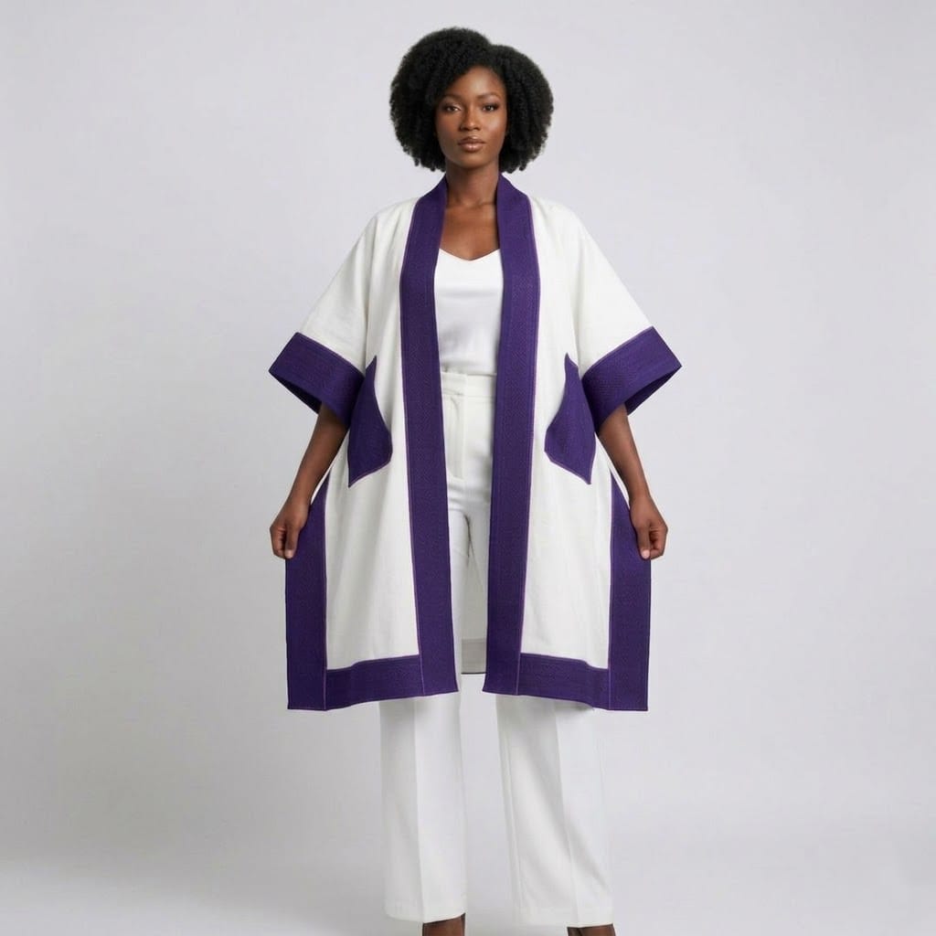Luxury Women's Structured Longline Kimono Jacket - Image 4