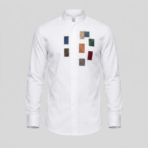 Men's White Mandarin Collar Shirt