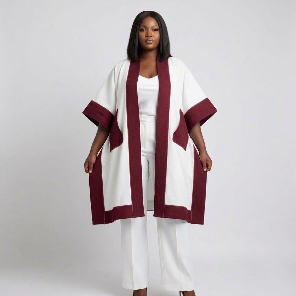 Luxury Women's Structured Longline Kimono Jacket - Image 2